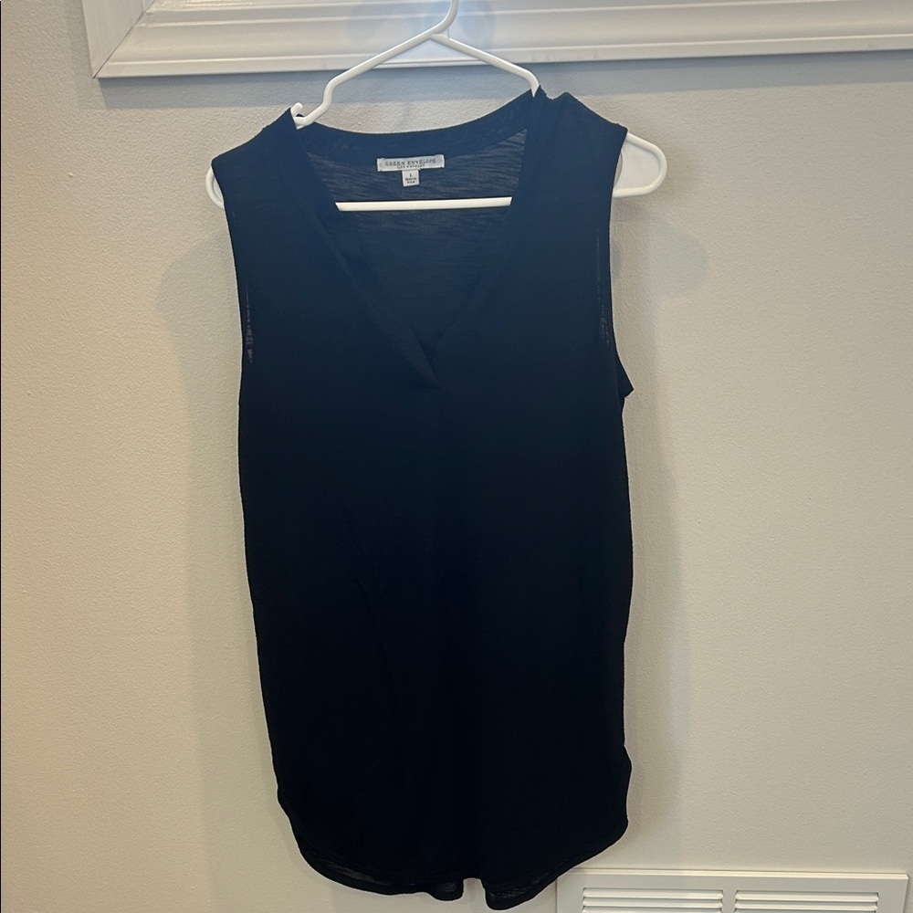 Green Envelope Black Tank Top